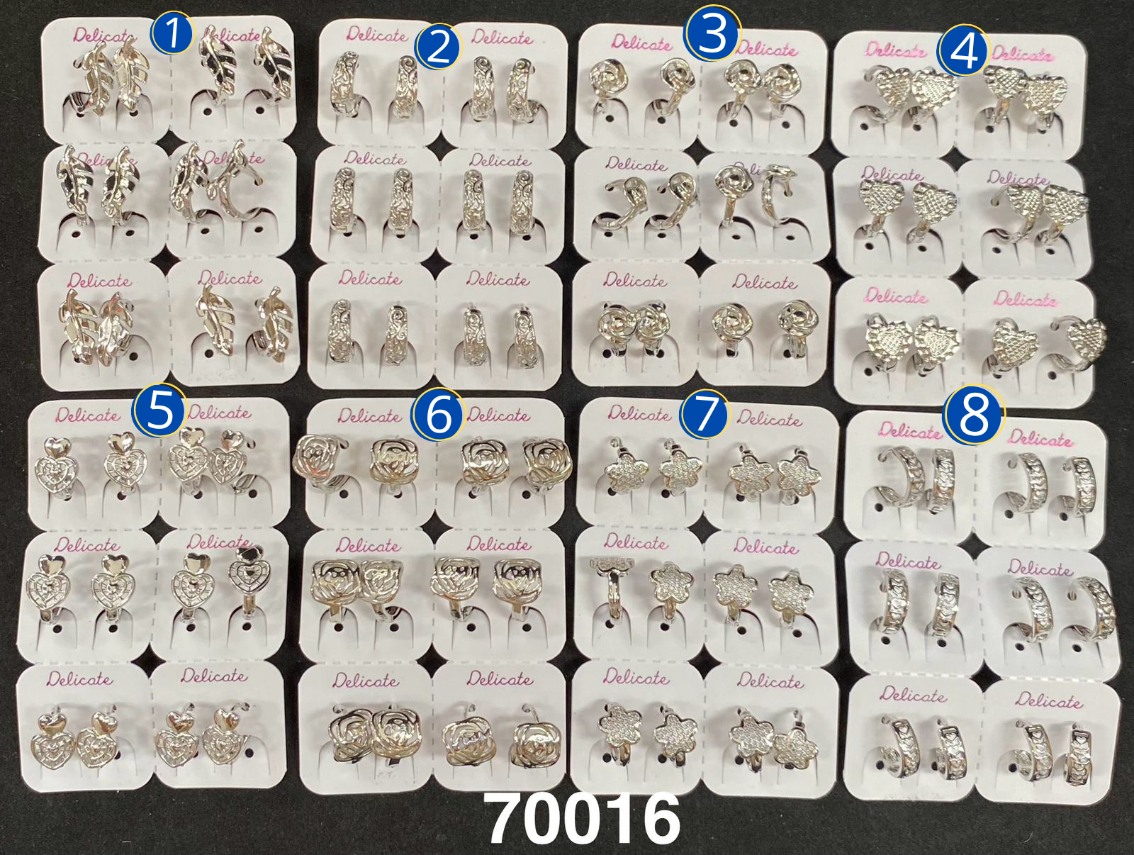 Paquete de 6 pares de Aretes Dorados M15 Oro Laminado
