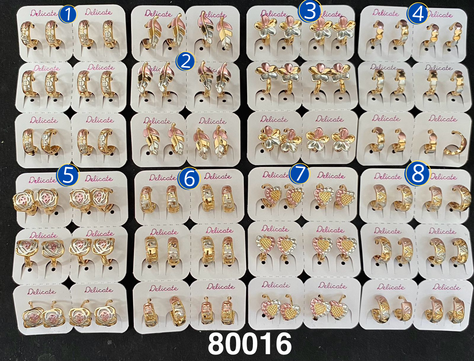 Paquete de 6 pares de Aretes Dorados M6 Oro Laminado