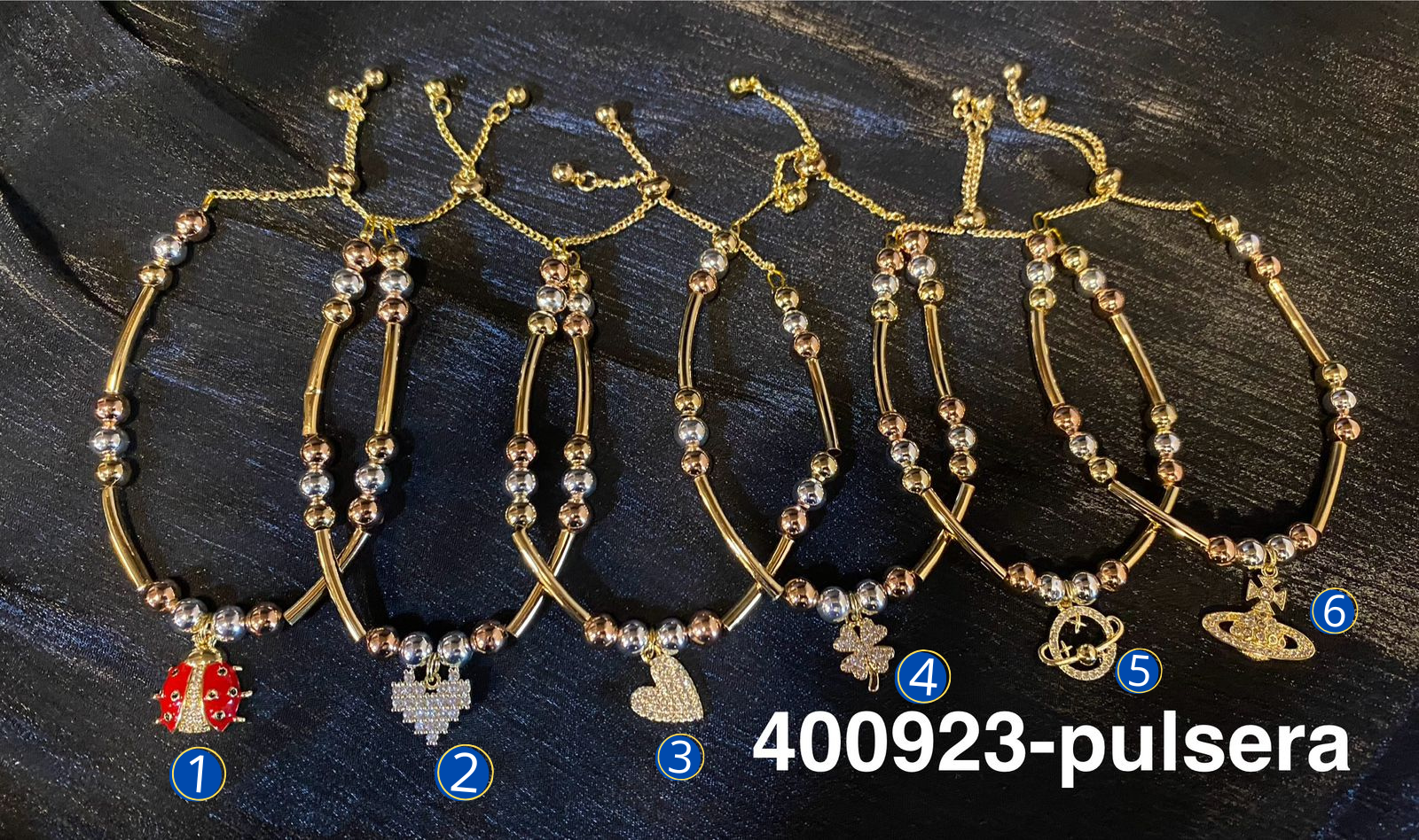 [08/JUNI/26] Pulsera Dorada de cuentas y Dije M10 Oro Laminado