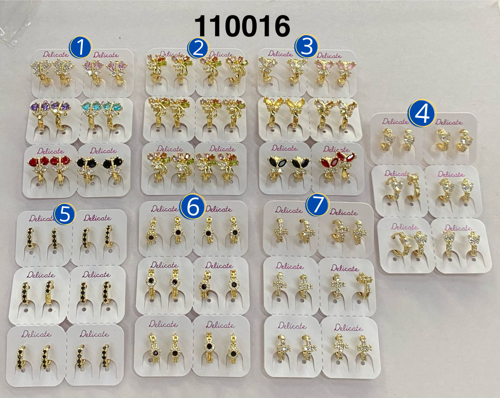 Paquete de 6 pares de Aretes Dorados M6 Oro Laminado