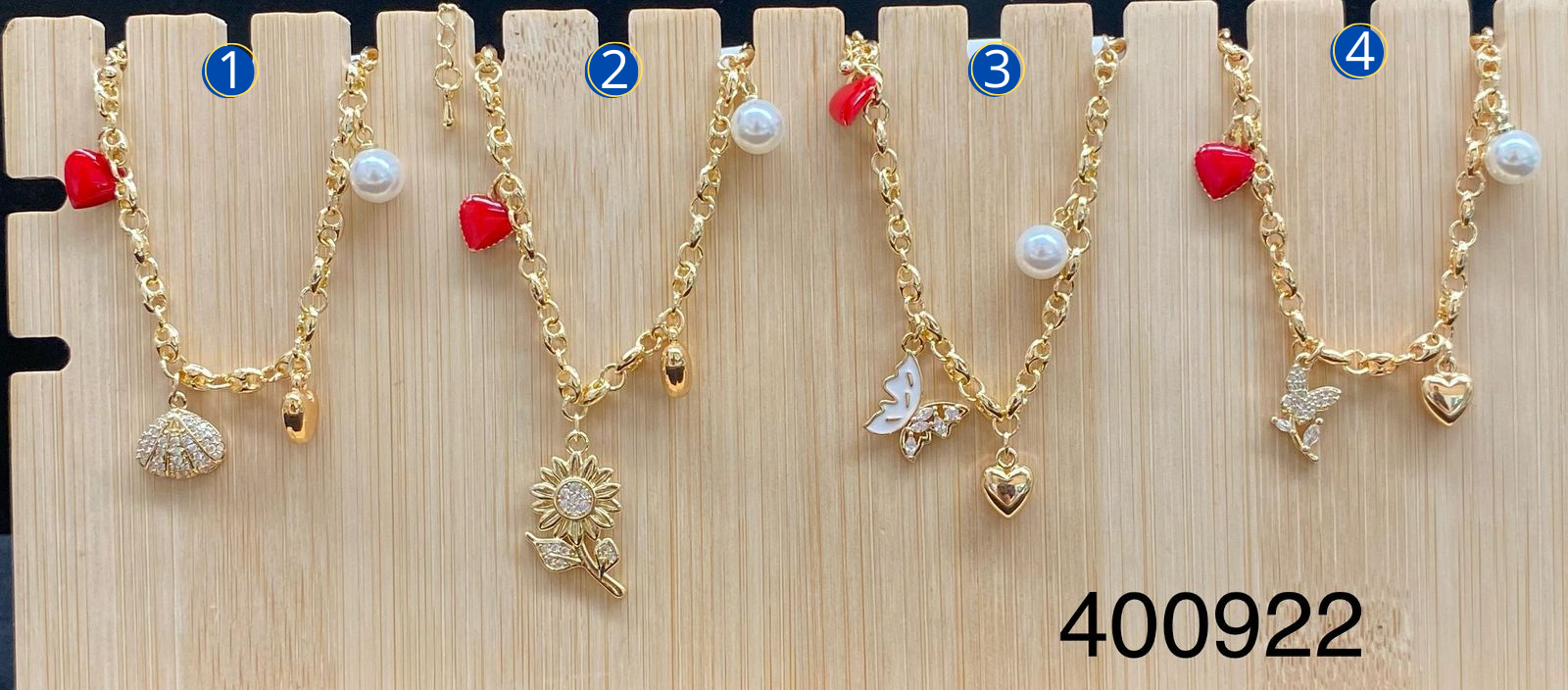 Pulseras Doradas con diferentes dijes M5 Oro Laminado