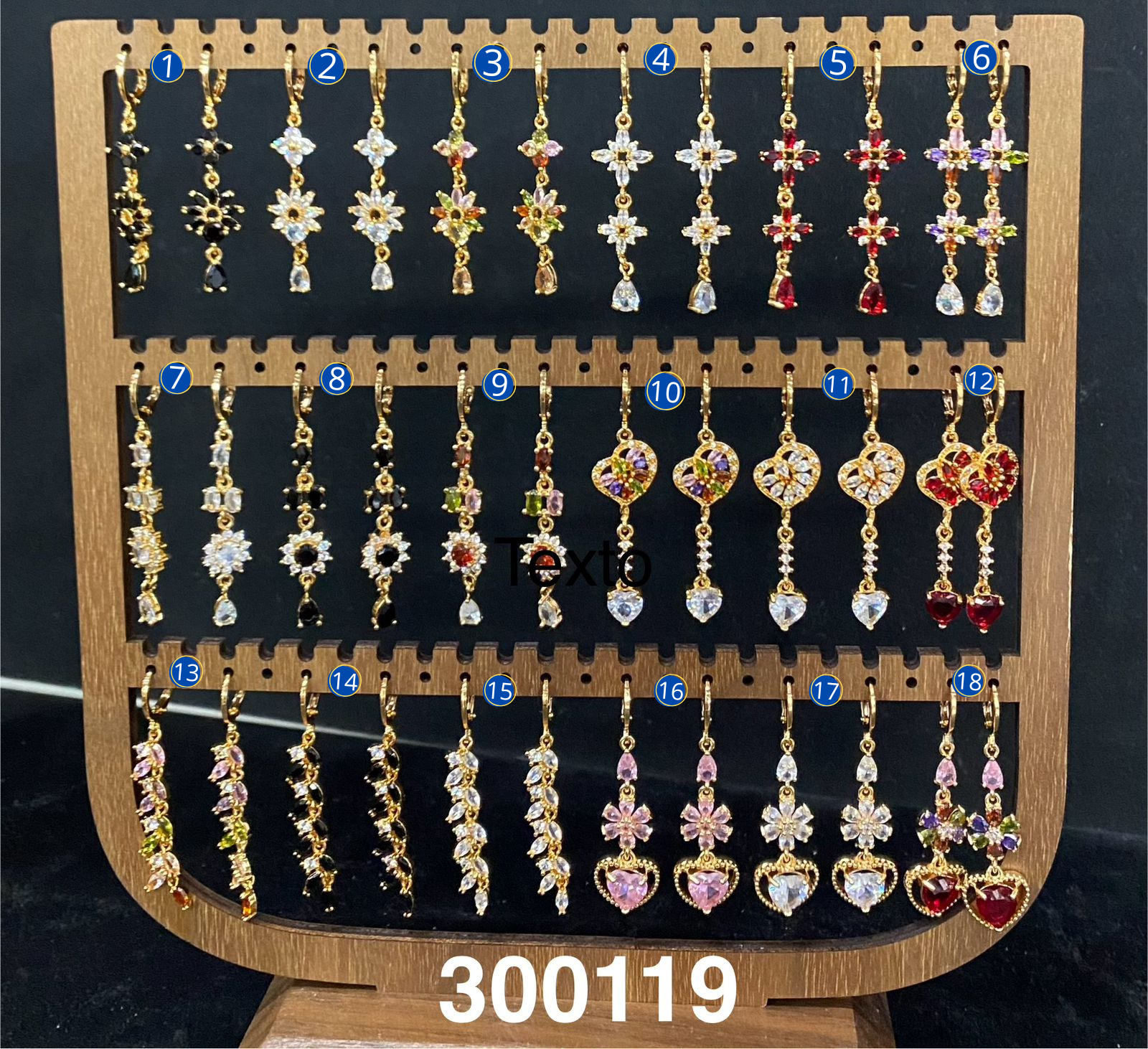 Aretes Largos con piedras M8 Oro Laminado 04/03/26