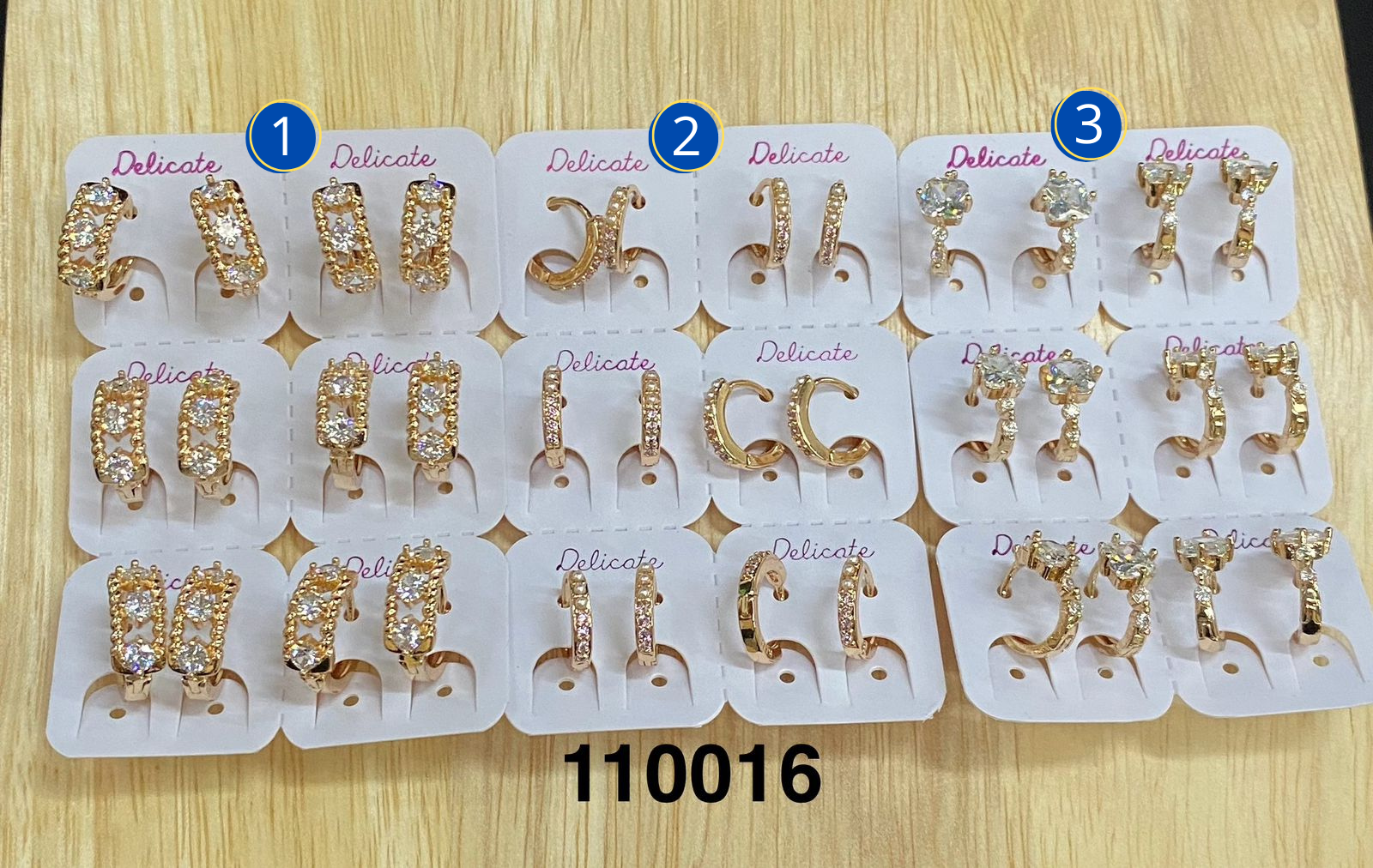 Aretes Dorados Paquete de 6 M11 Oro Laminado