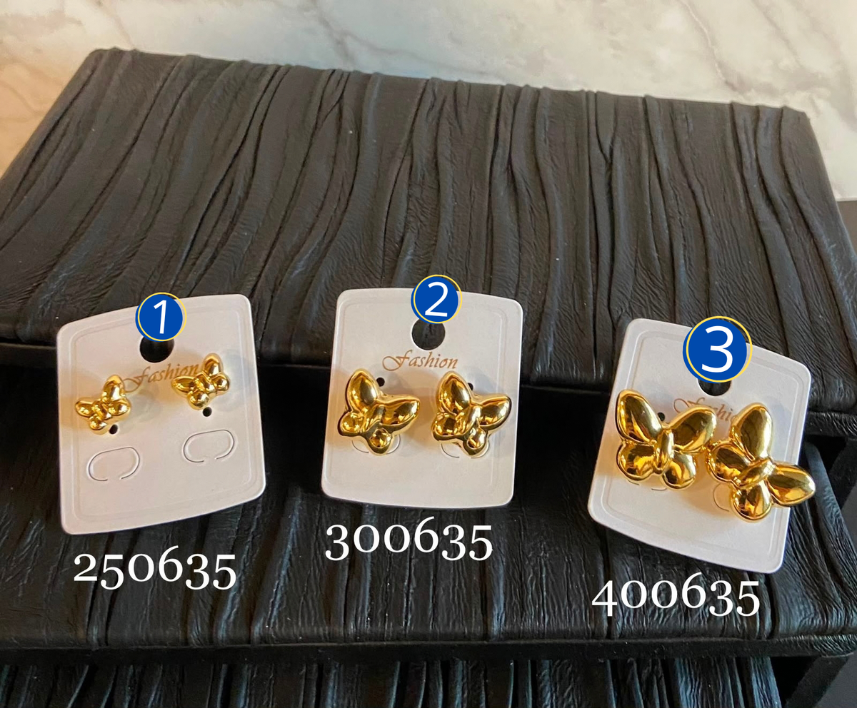 [26/SEPTIEMBRE/26] Aretes Dorados de Mariposa M1 Oro Laminado