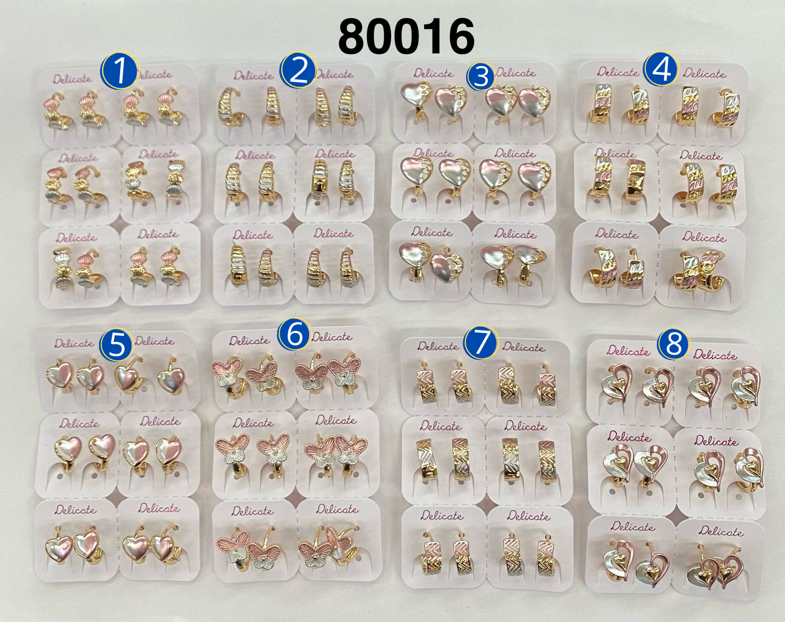 Paquete de 6 pares de Aretes Dorados M59 Oro Laminado