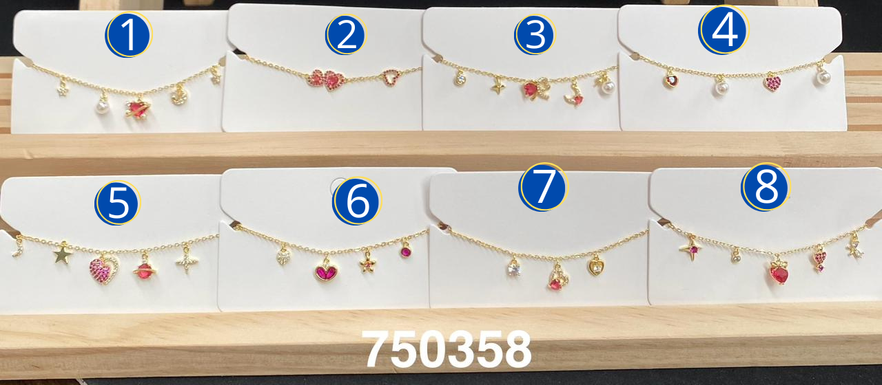 Pulseras Dorado con Dijes M3 Oro Laminado