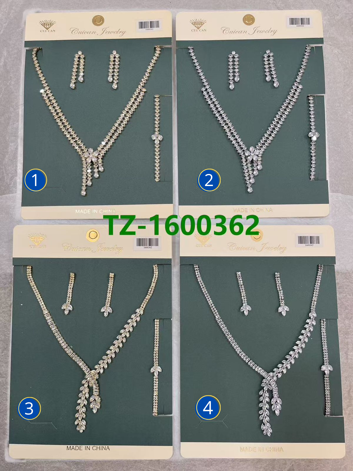 Conjuntos Plateados con piedras M34 Oro Laminado