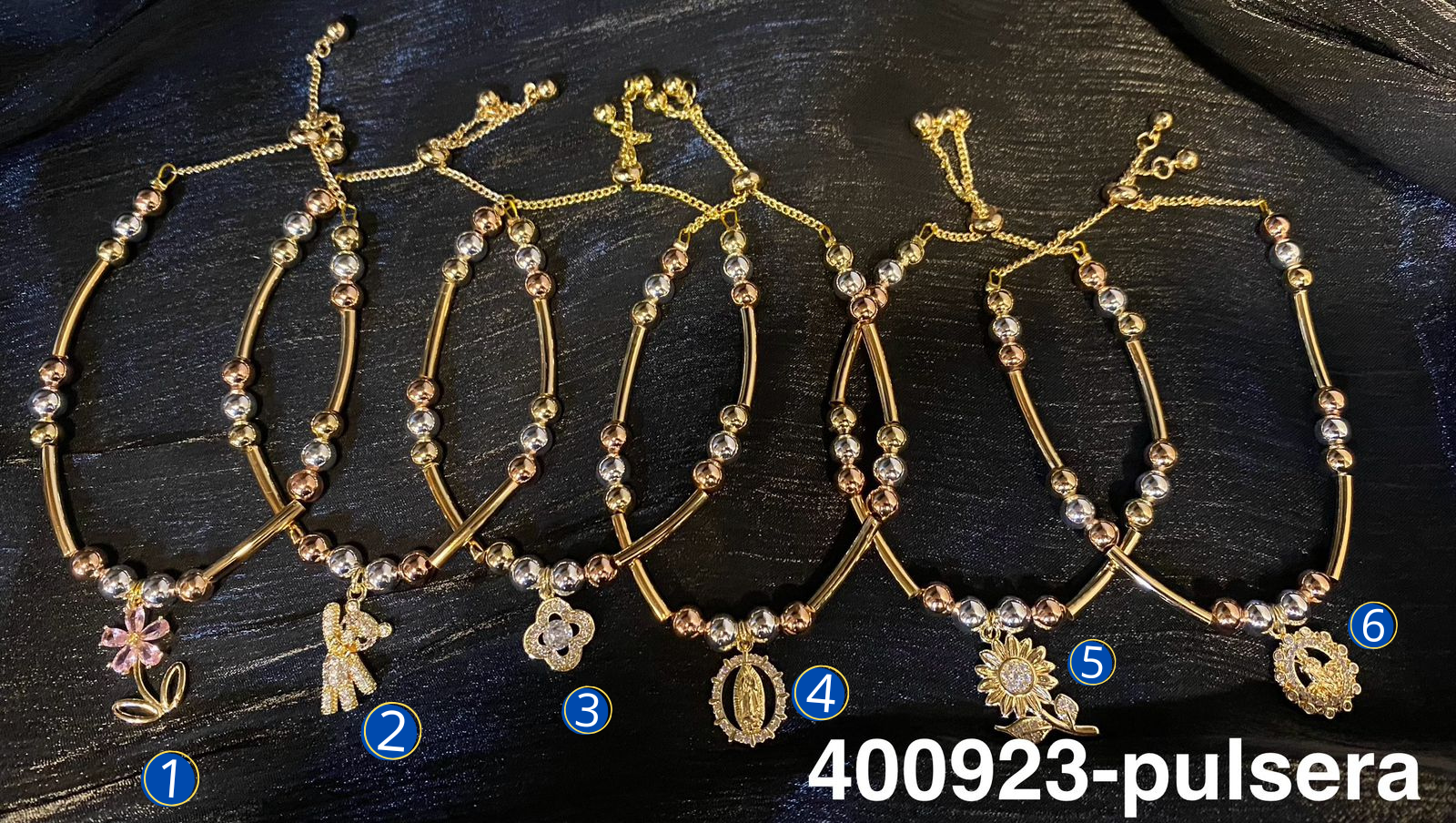 [08/JUNI/26] Pulsera Dorada de cuentas y Dije M9 Oro Laminado