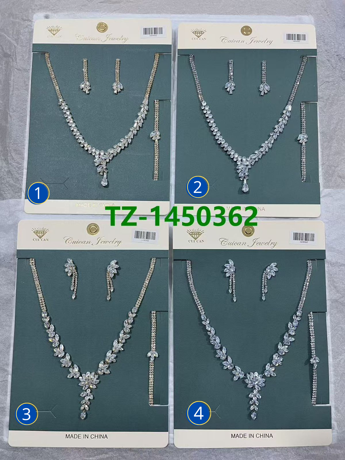 Conjuntos Plateados con piedras M17 Oro Laminado