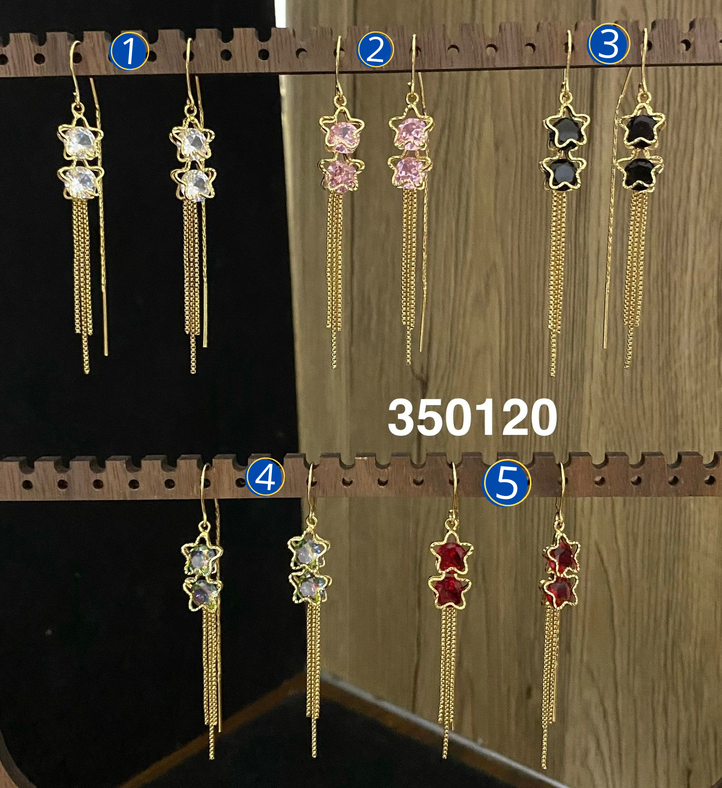 Aretes Largos Dorados M28 Oro Laminado