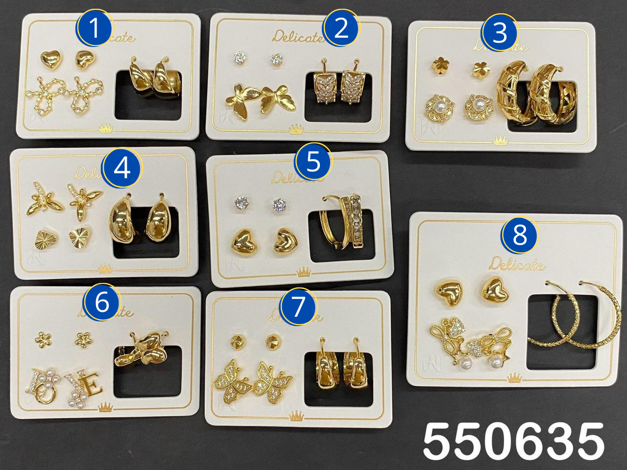 Paquetes de 3 Aretes Dorados M4 Oro Laminado