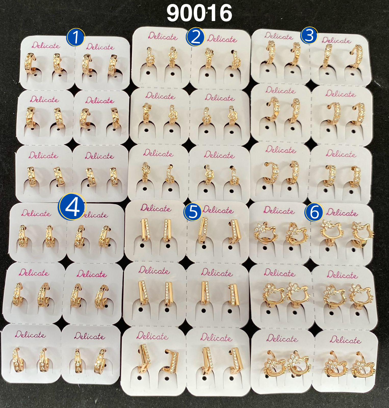 Paquete de 6 pares de aretes dorados M30 Oro Laminado