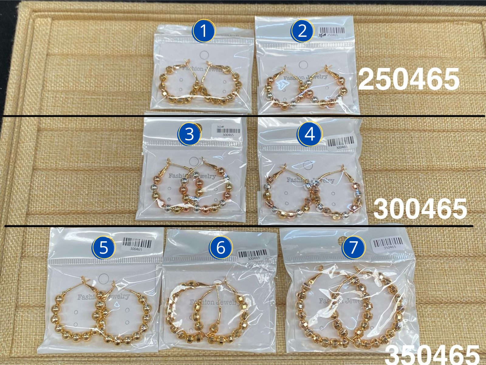 Aretes de tres colores M7 Oro laminado
