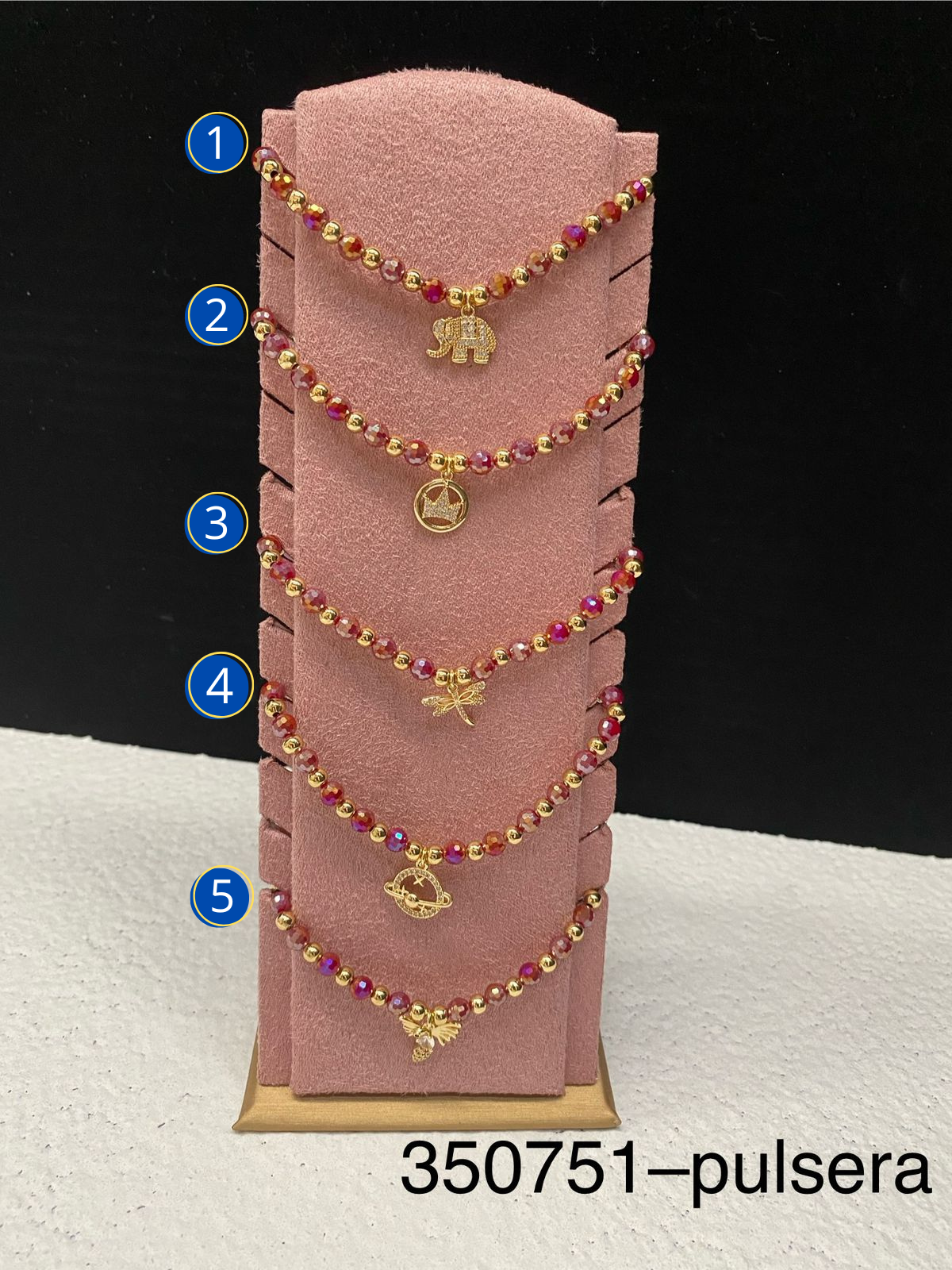 Pulseras con dijes M17 ORO LAMINADO
