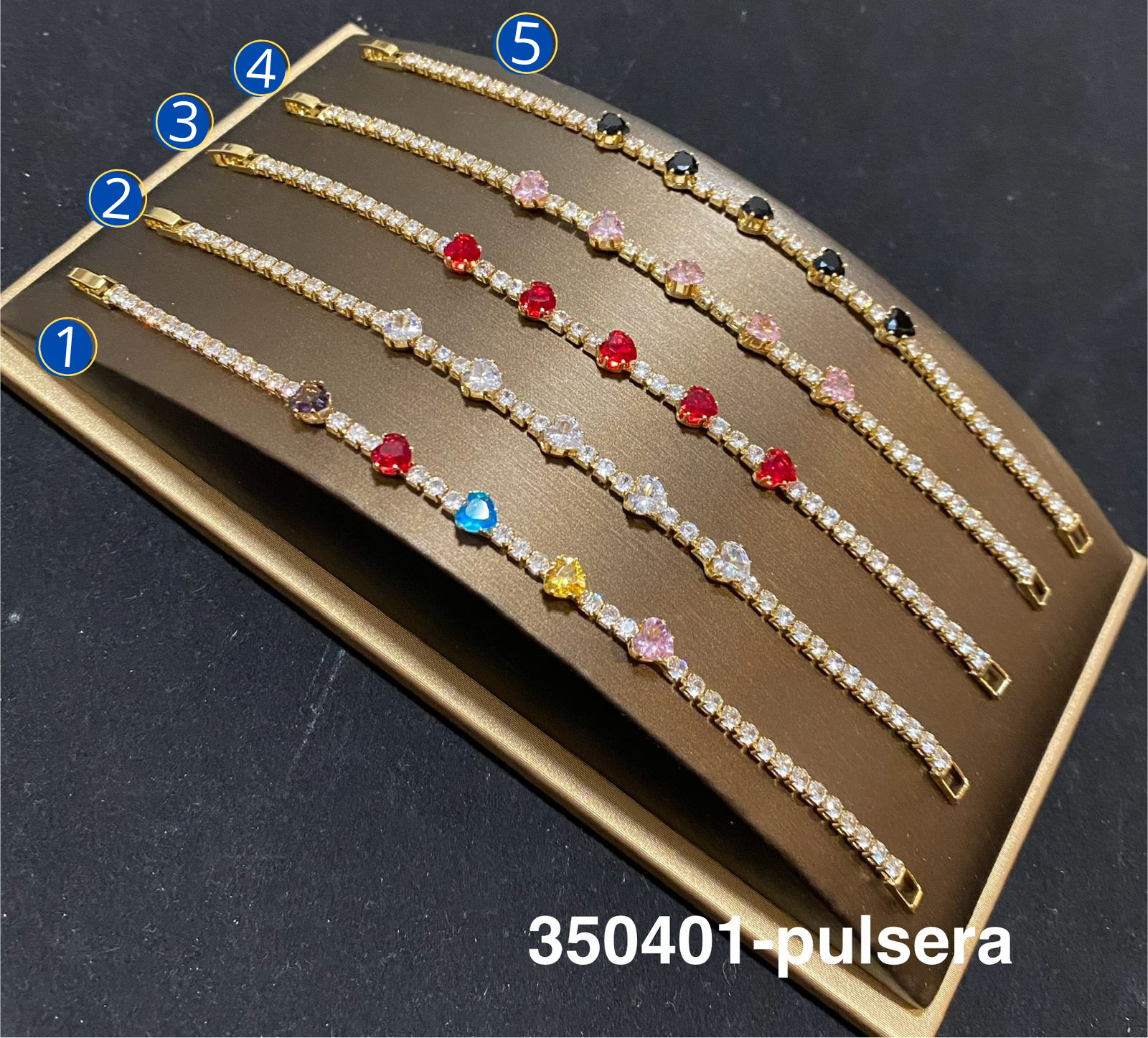 Pulsera Dorada con Piedras de Color M10 Oro Laminado