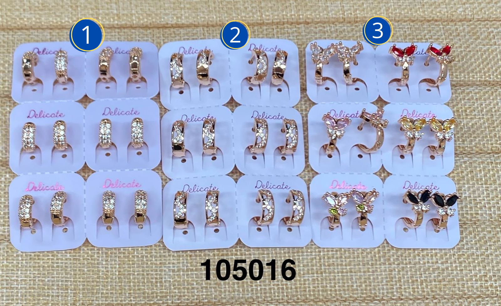 Aretes dorados Paquete de 6 M19 - Oro Laminado