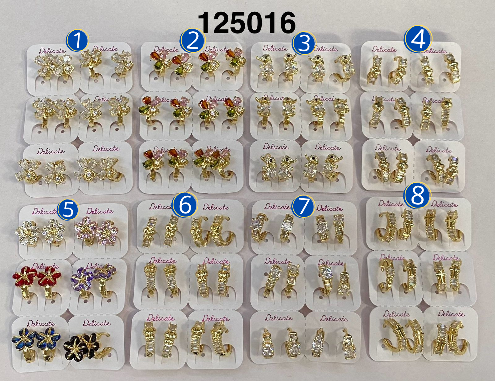 Paquete de 6 pares de Aretes Dorados M11 Oro Laminado