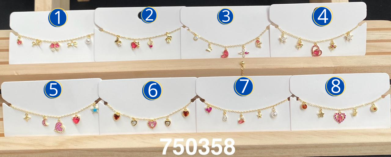 Pulseras Dorado con Dijes M2 Oro Laminado