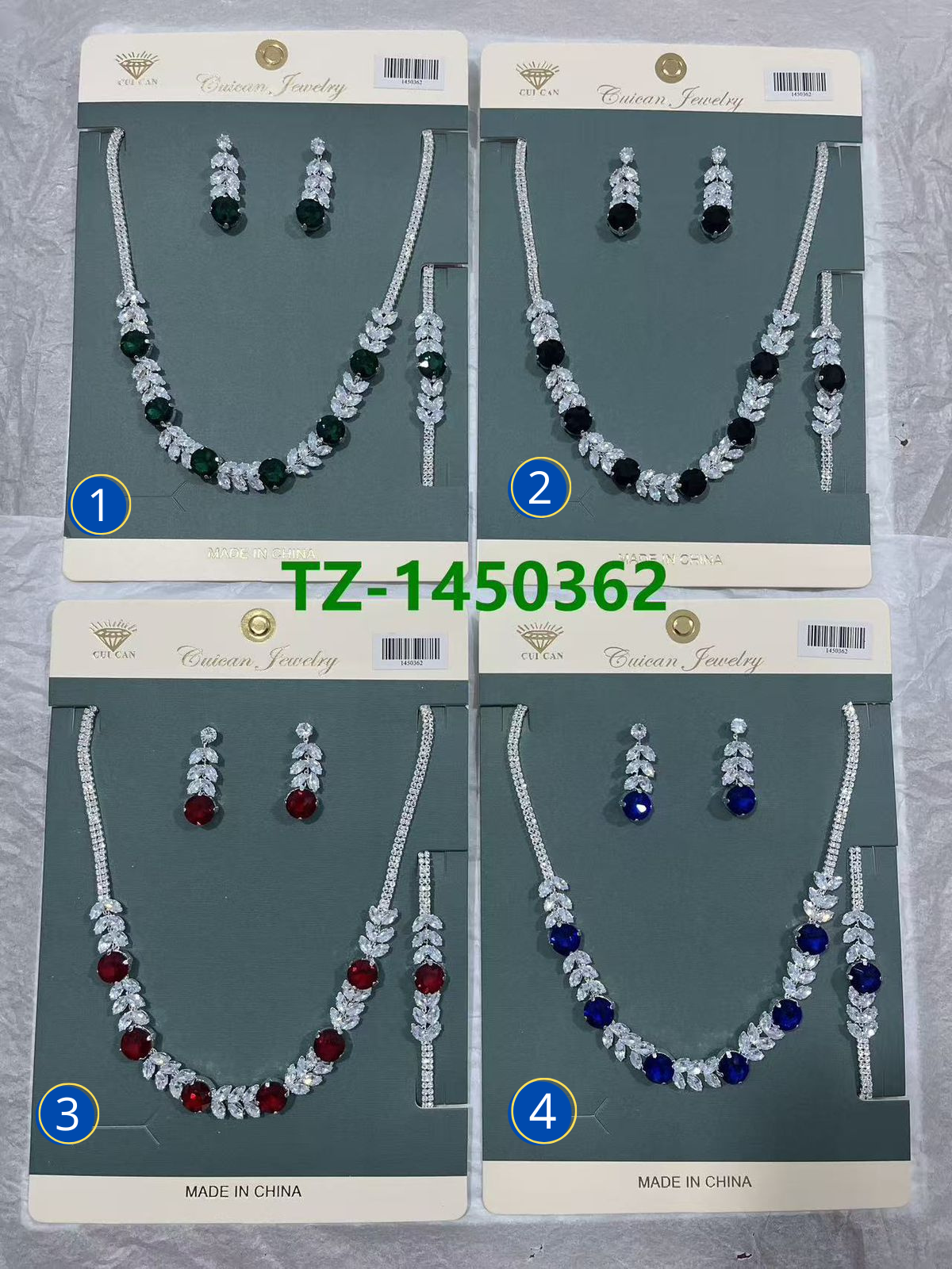 Conjuntos Plateados con piedras M8 Oro Laminado