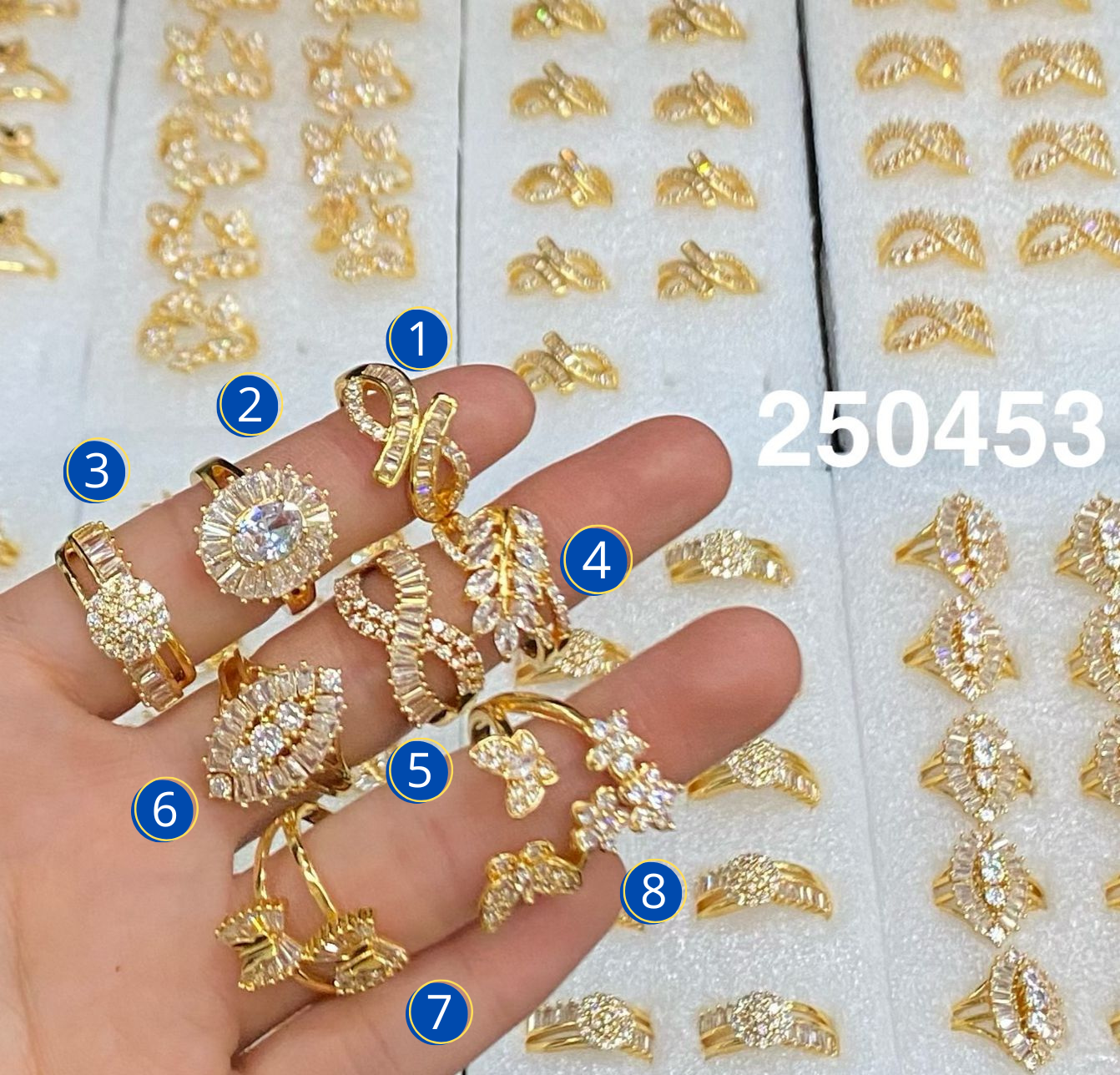 Anillos Dorados con Piedras M4 Oro Laminado