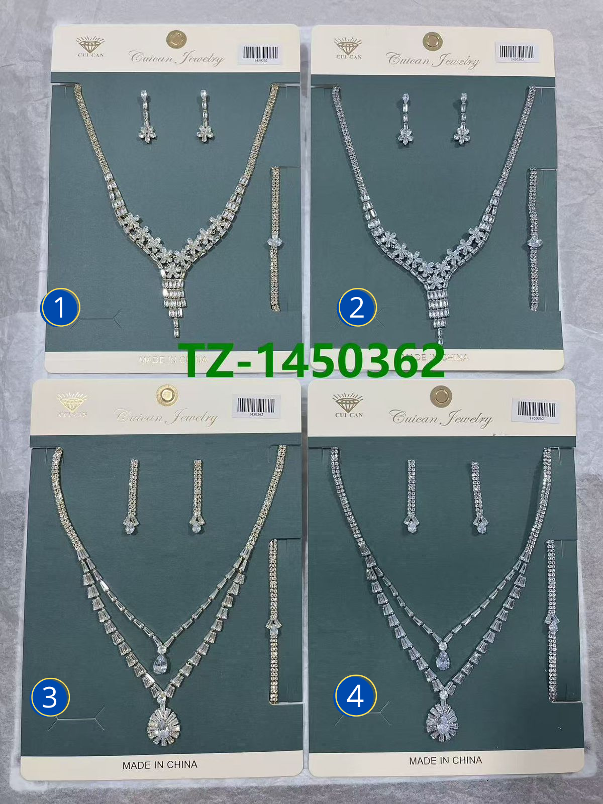 Conjuntos Plateados con piedras M32 Oro Laminado