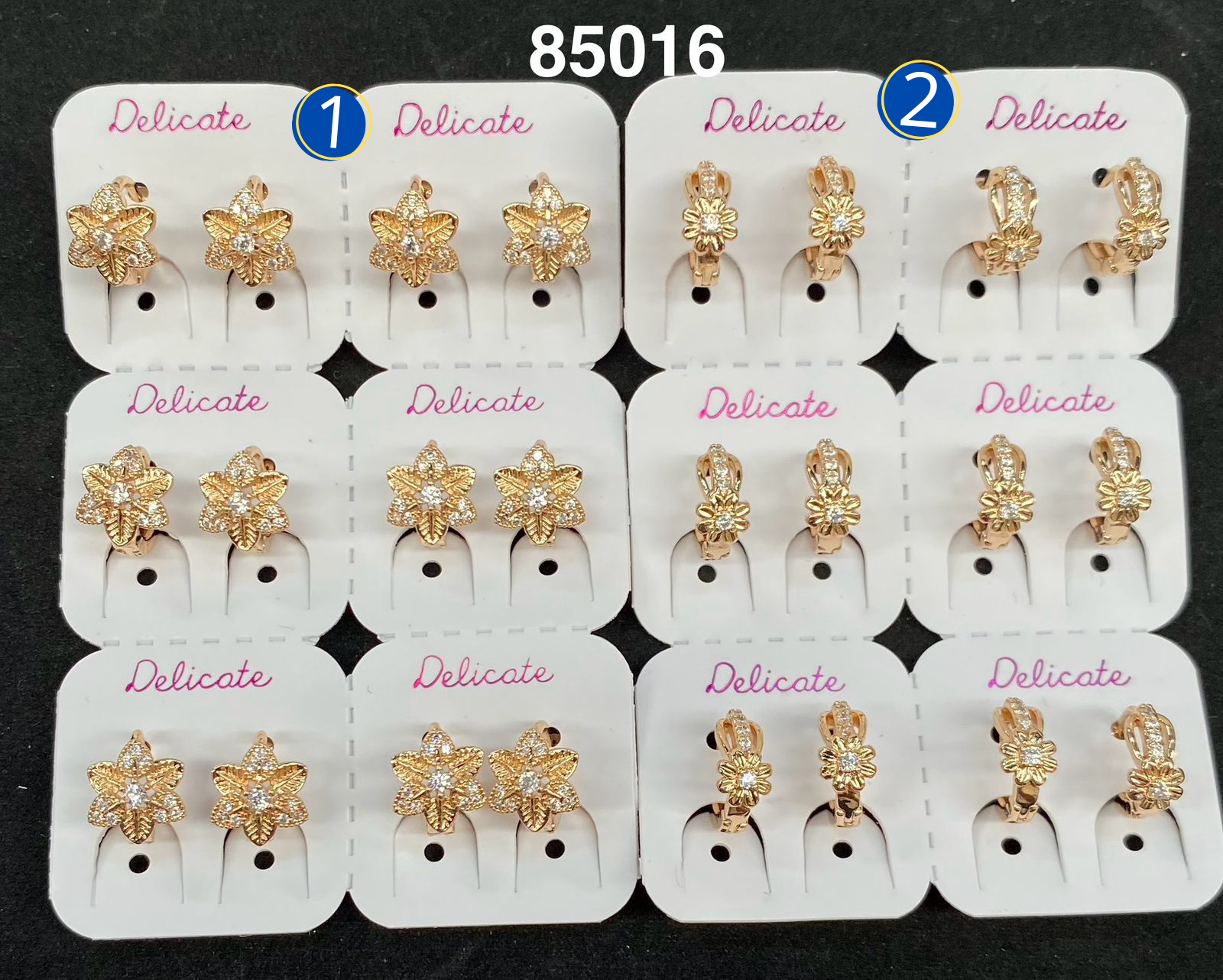 Paquete de 6 pares de aretes dorados M32 Oro Laminado