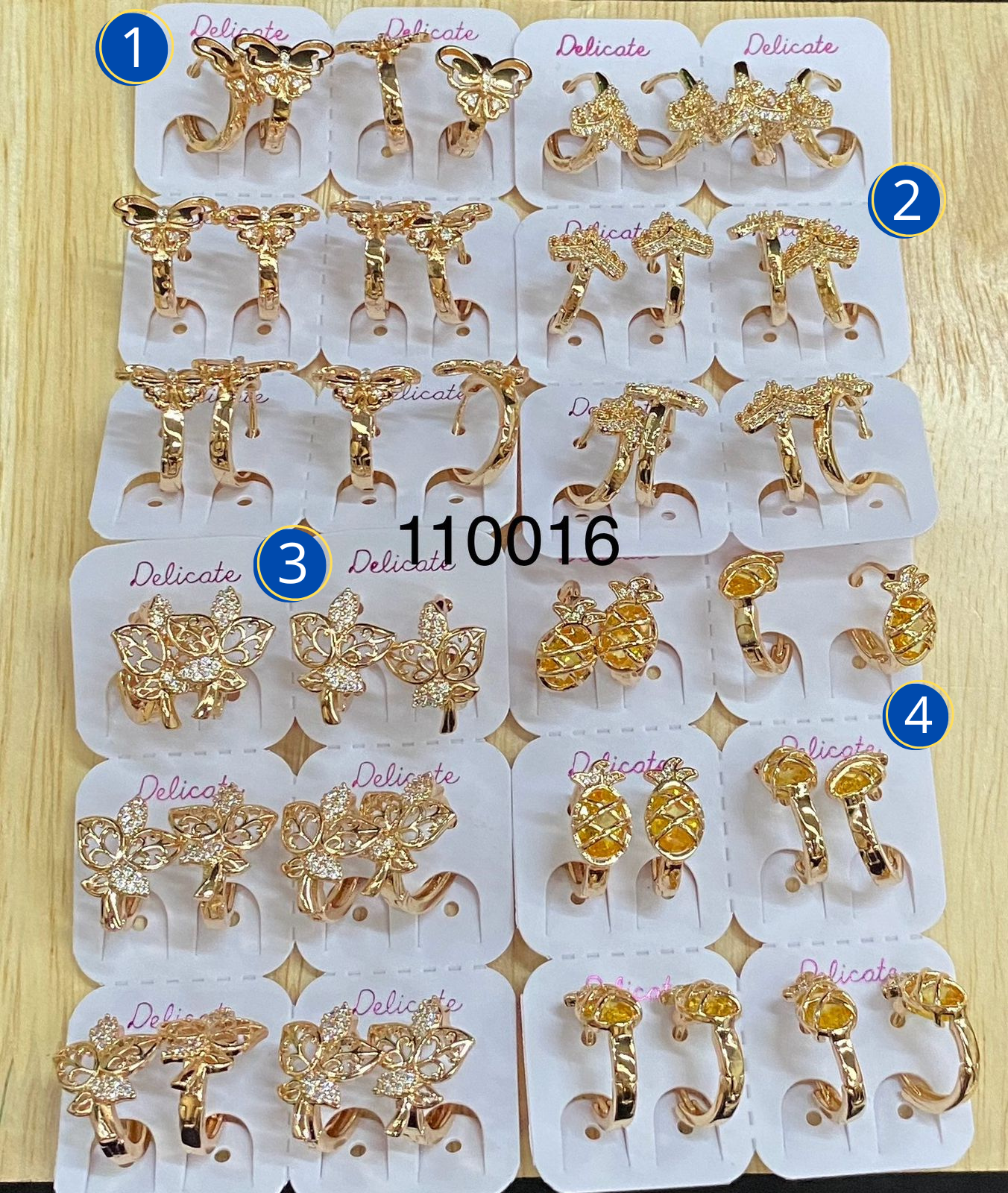 Aretes Dorados Paquete de 6 M9 Oro Laminado