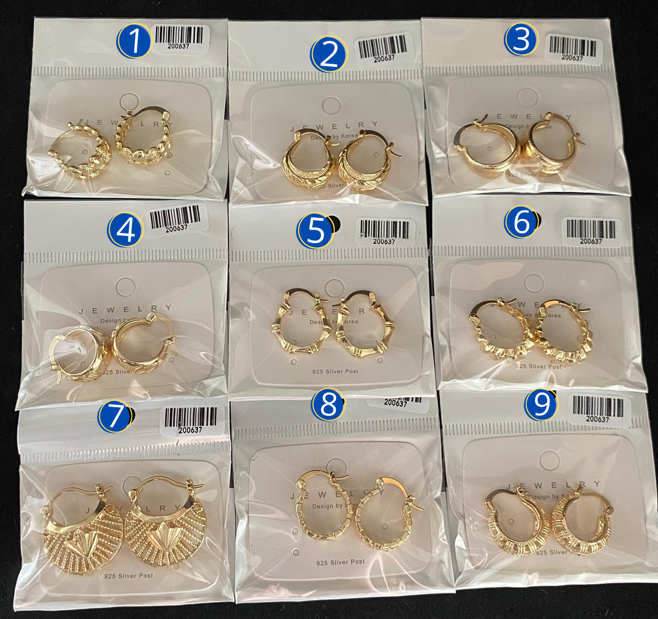 Aretes Dorados diferentes Diseños M2 Oro Laminado