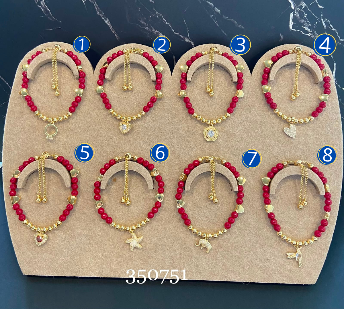 [12/SEPTIEMBRE/26] Pulseras Dorada concuentas Rojas M4 Oro Laminado
