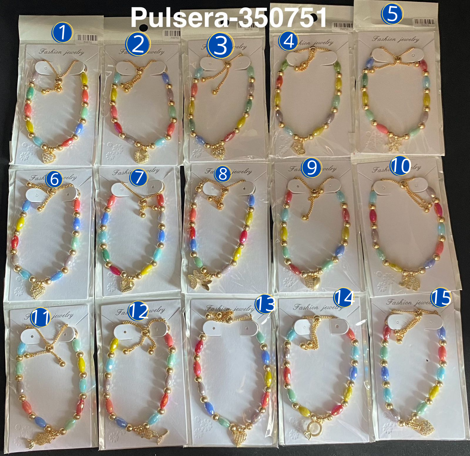 Pulsera Dorada con Dije M12 Oro Laminado