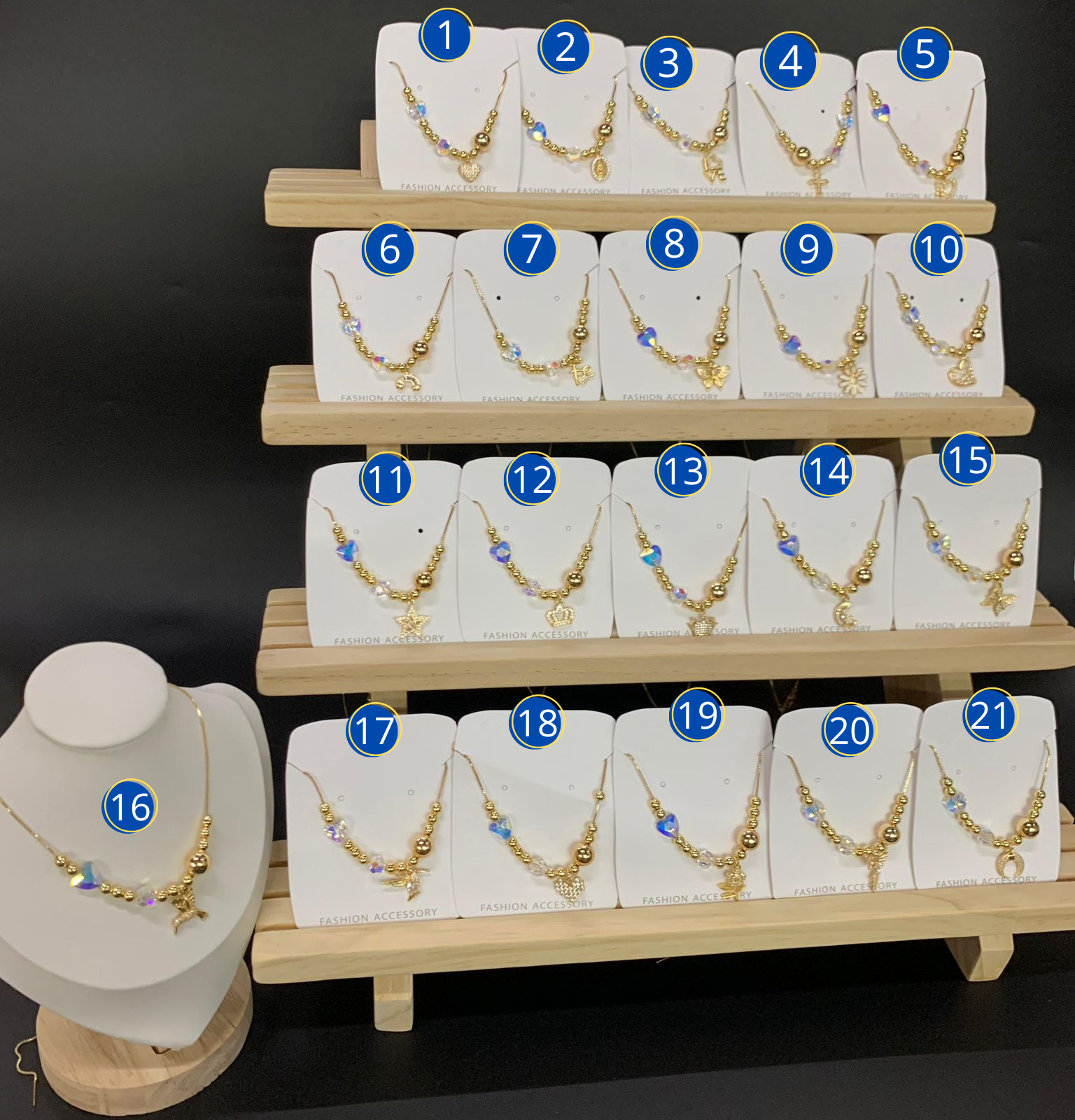 Collares Dorados con piedras y DIjes - ORO LAMINADO