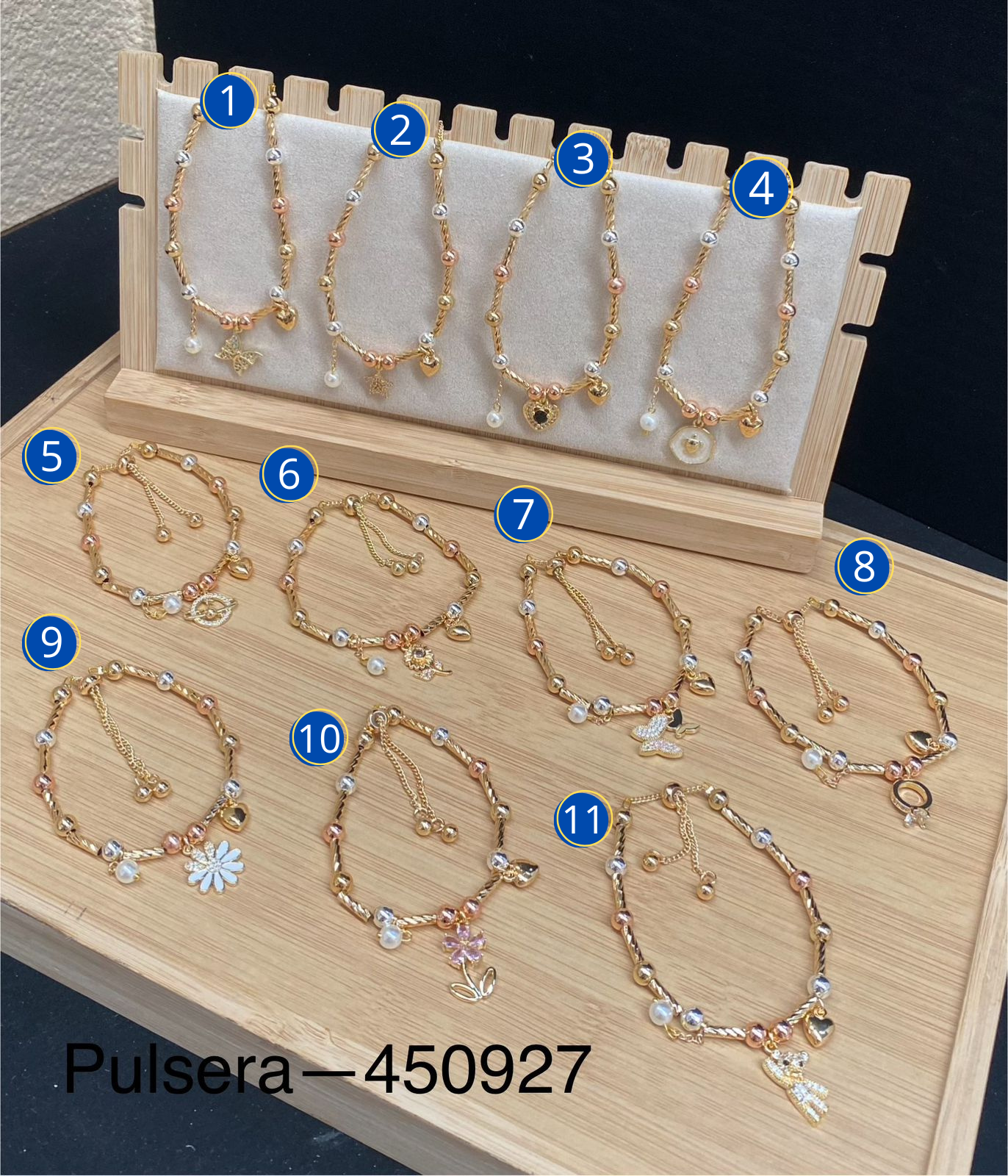 Pulseras con dijes M37 ORO LAMINADO