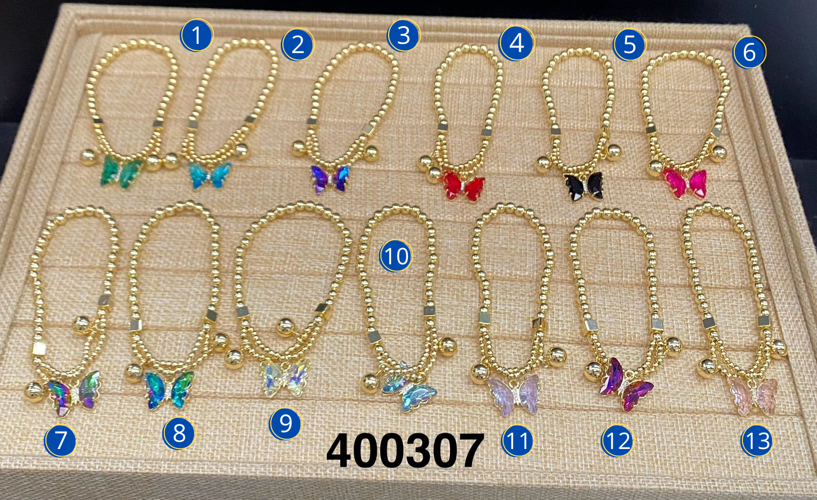 Pulseras Doradas con dije de Mariposa M1 Oro Laminado