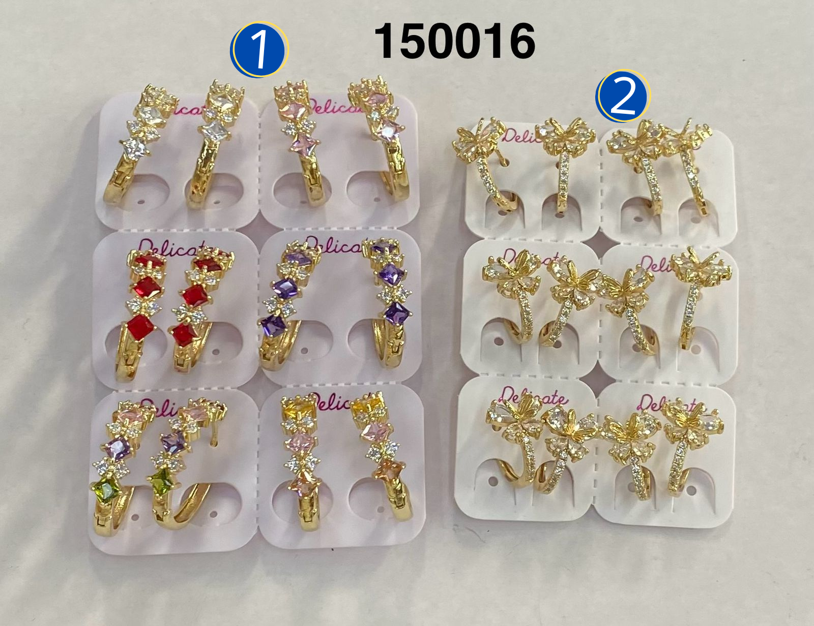 Paquete de 6 pares de Aretes Dorados M16 Oro Laminado