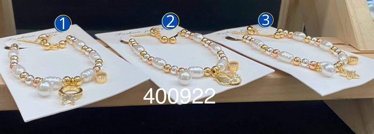 Pulsera Dorada con Dije M9 Oro Laminado
