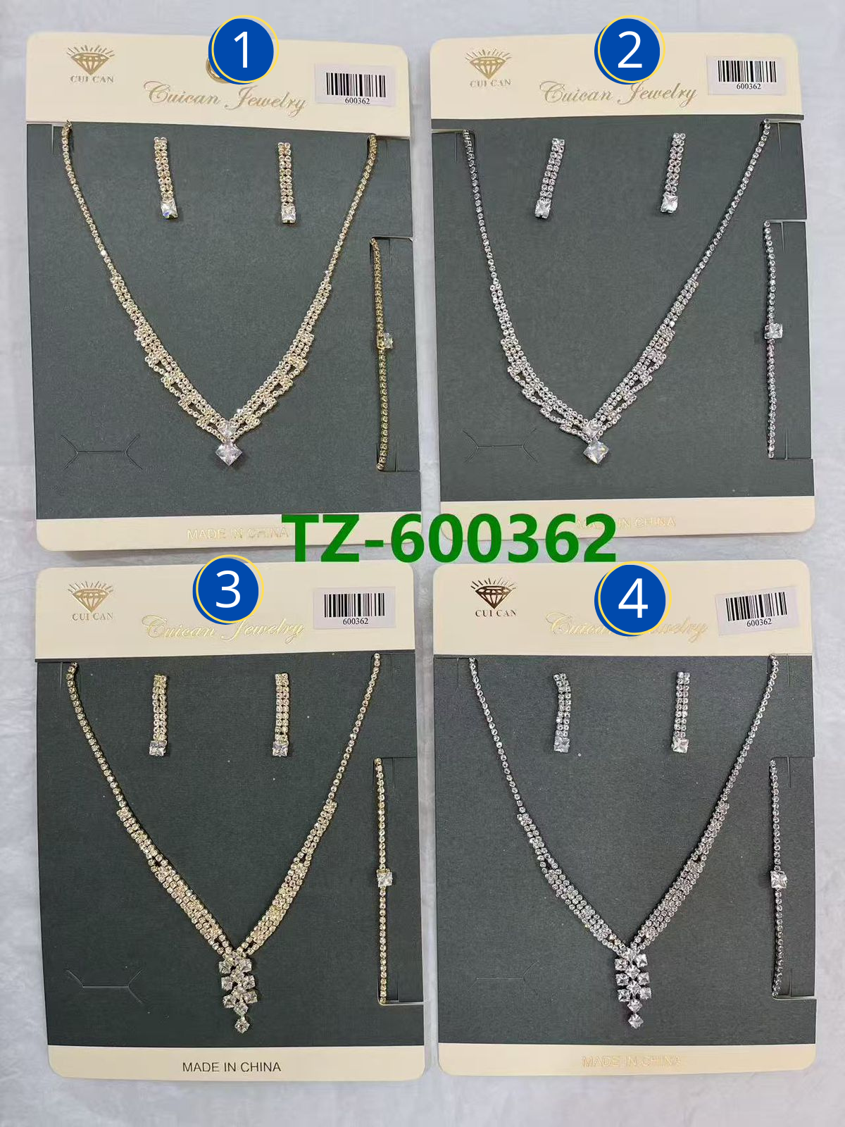 Conjuntos Plateados con piedras M1 Oro Laminado