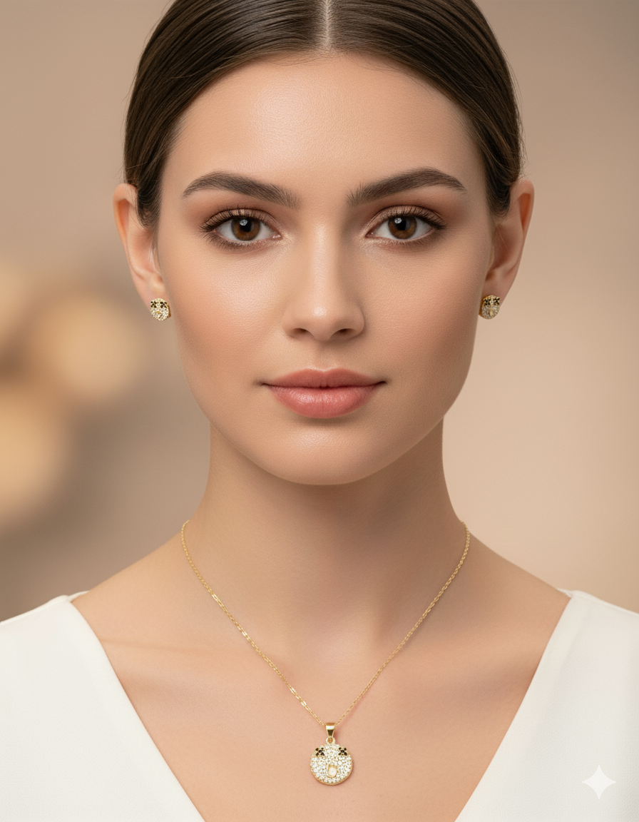 Conjunto dorado de carita sonriente M5 Acero Inoxidable