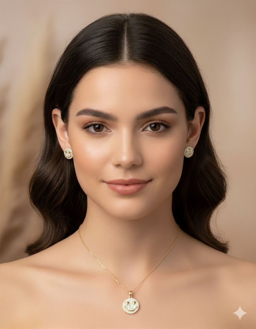 Conjunto dorado de carita sonriente M9 Acero Inoxidable
