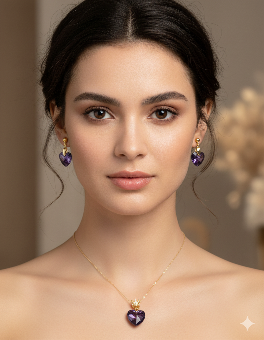Conjunto dorado de Corazon M12 Acero Inoxidable
