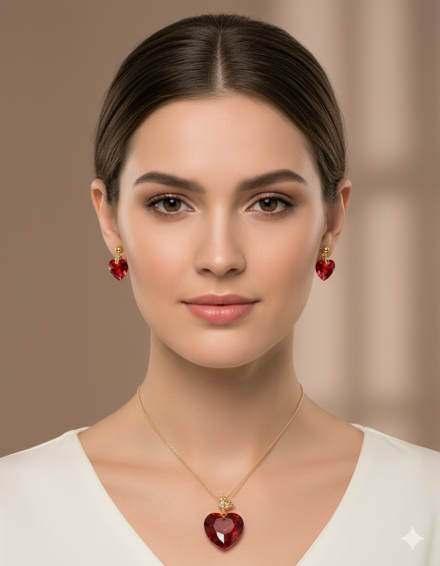 Conjunto dorado de Corazon M10 Acero Inoxidable