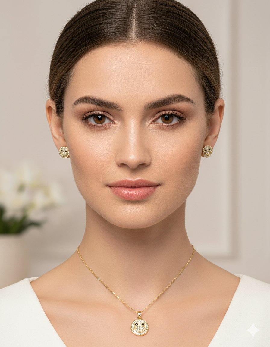 Conjunto dorado de carita sonriente M2 Acero Inoxidable