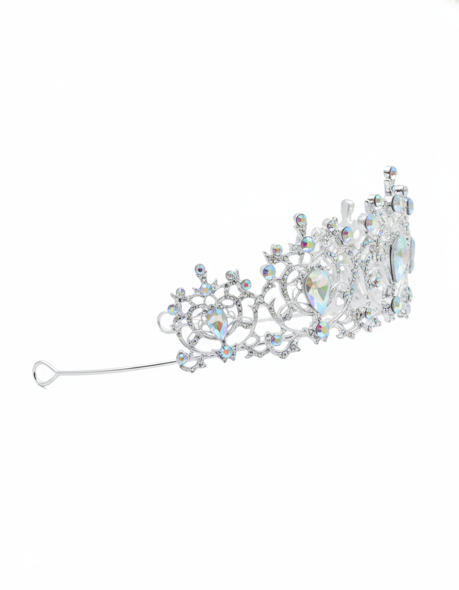 Corona Plateada de Diadema con piedras  - M177 Oro Laminado