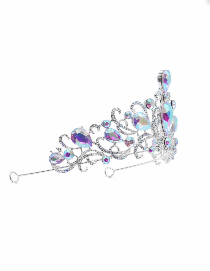 Corona Plateada de Diadema con piedras  - M178 Oro Laminado