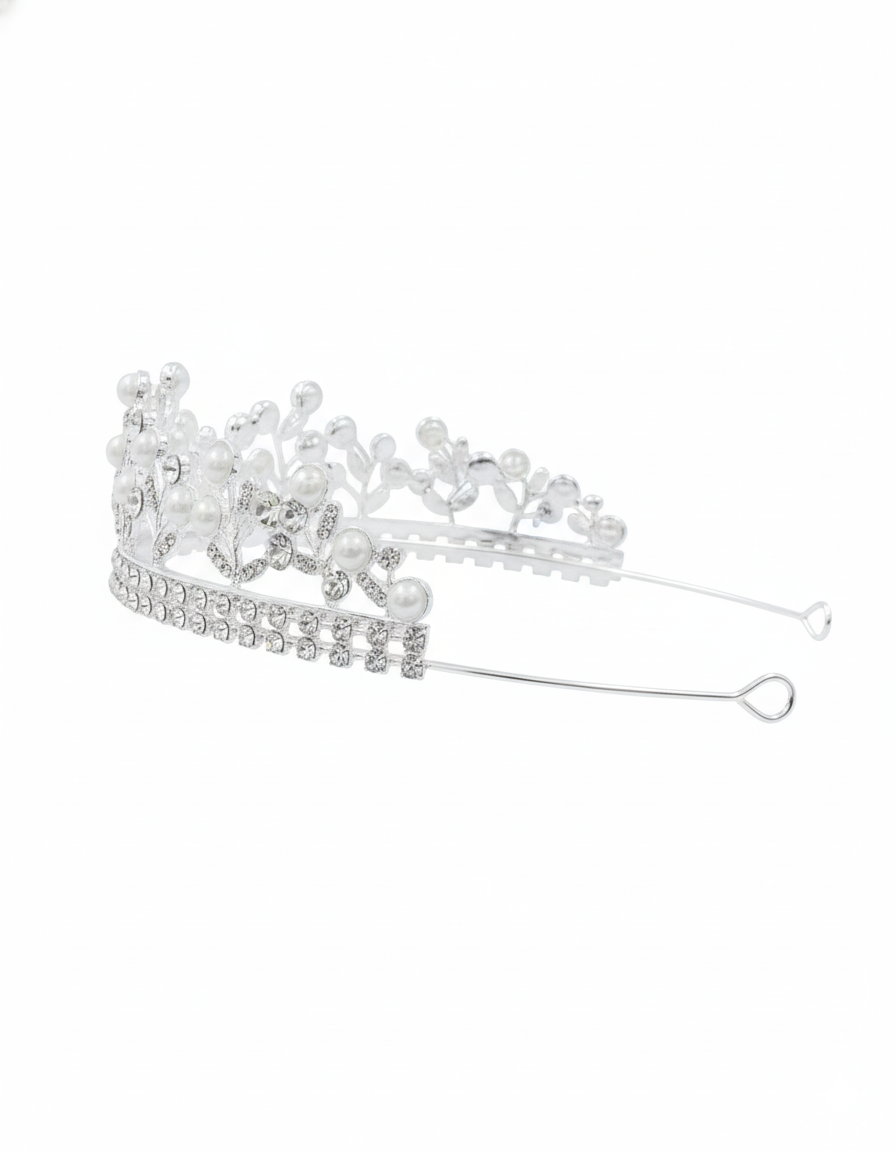 Corona Plateada de Diadema con piedras  - M180 Oro Laminado