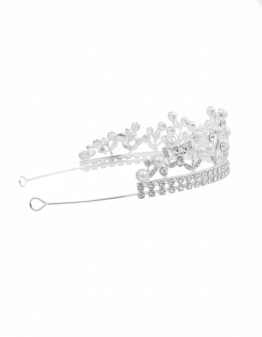 Corona Plateada de Diadema con piedras  - M180 Oro Laminado