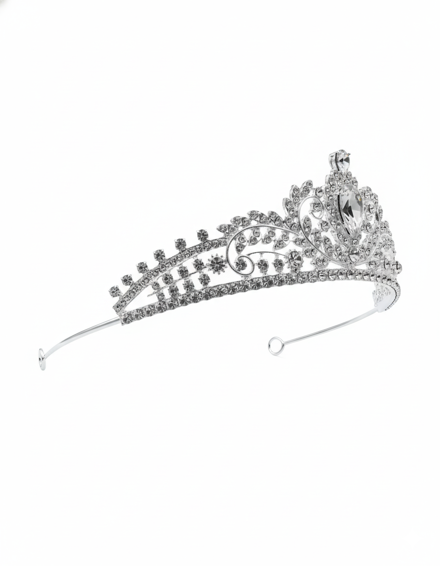 Corona Plateada de Diadema con piedras  - M181 Oro Laminado
