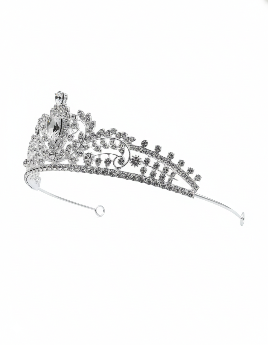 Corona Plateada de Diadema con piedras  - M181 Oro Laminado