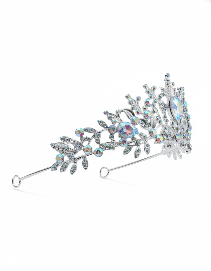 Corona Plateada de Diadema con piedras  - M182 Oro Laminado