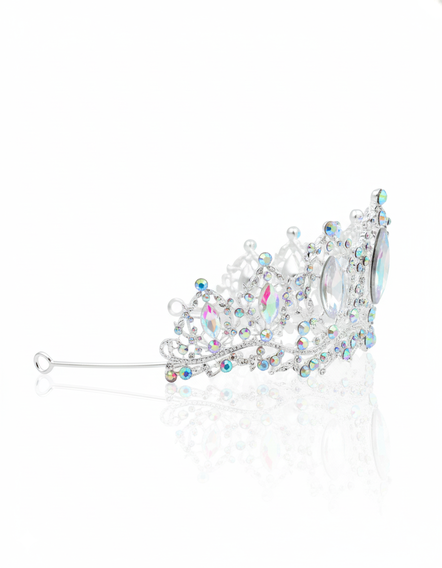 Corona Plateada de Diadema con piedras  - M184 Oro Laminado