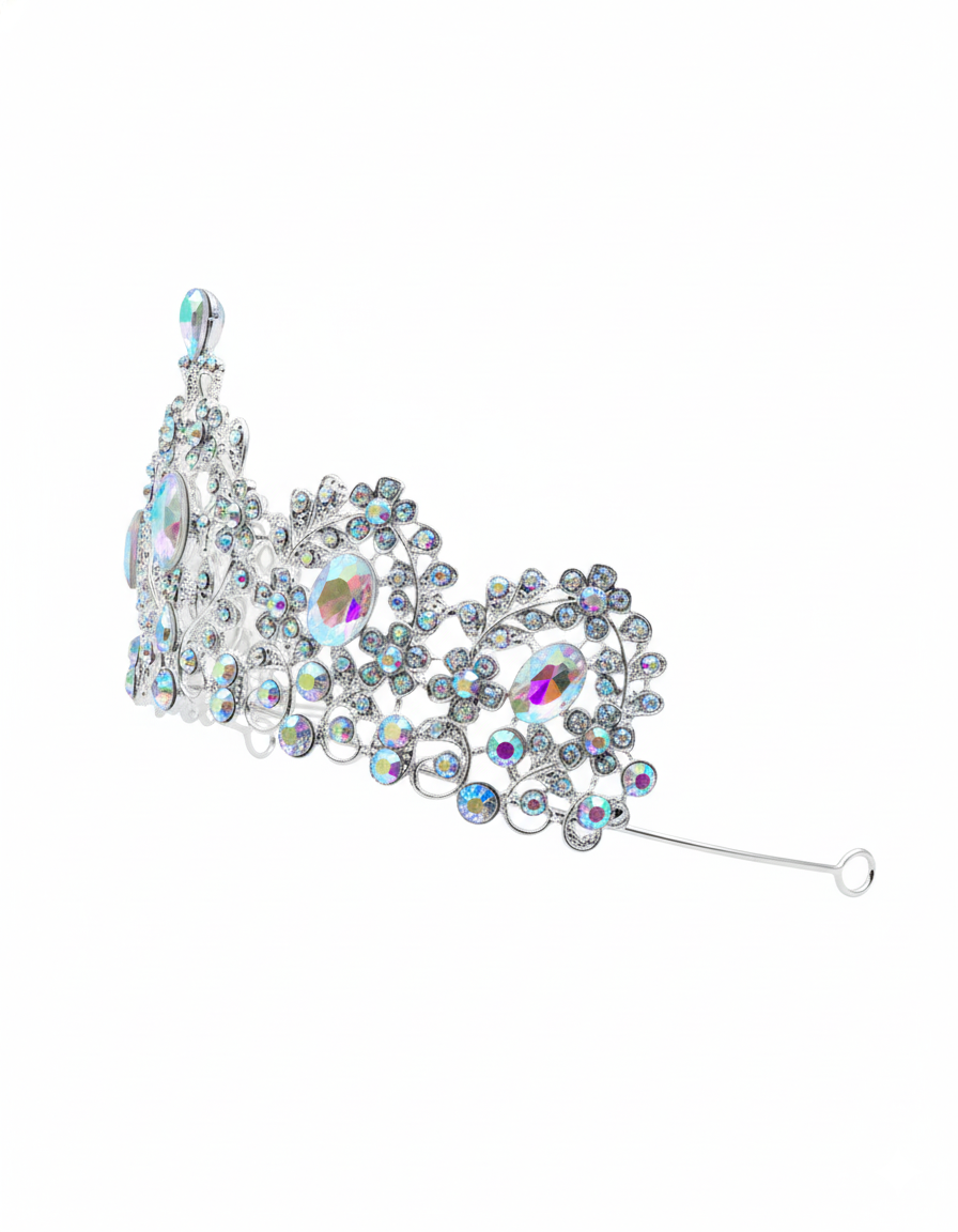 Corona Plateada de Diadema con piedras  - M185 Oro Laminado